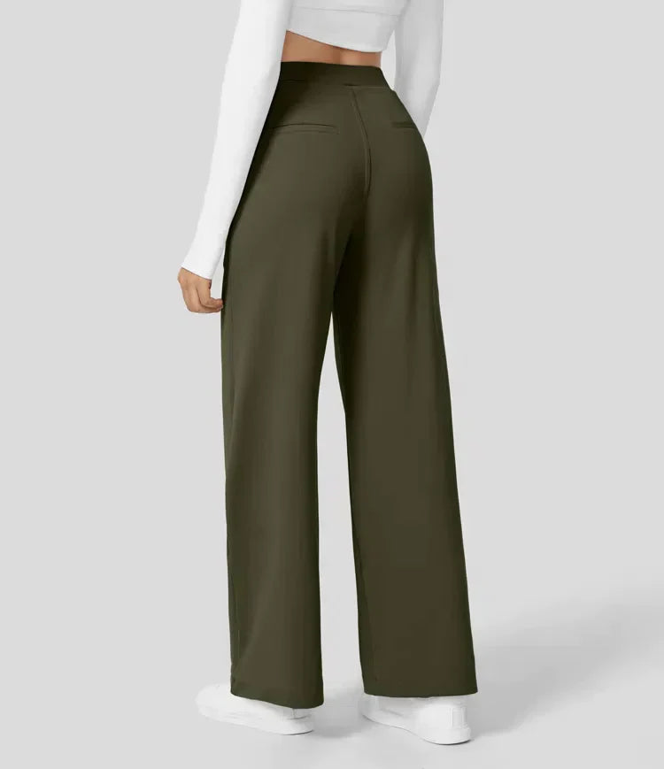 High Rise Stretch Trousers | Comfortable Straight Leg Pants