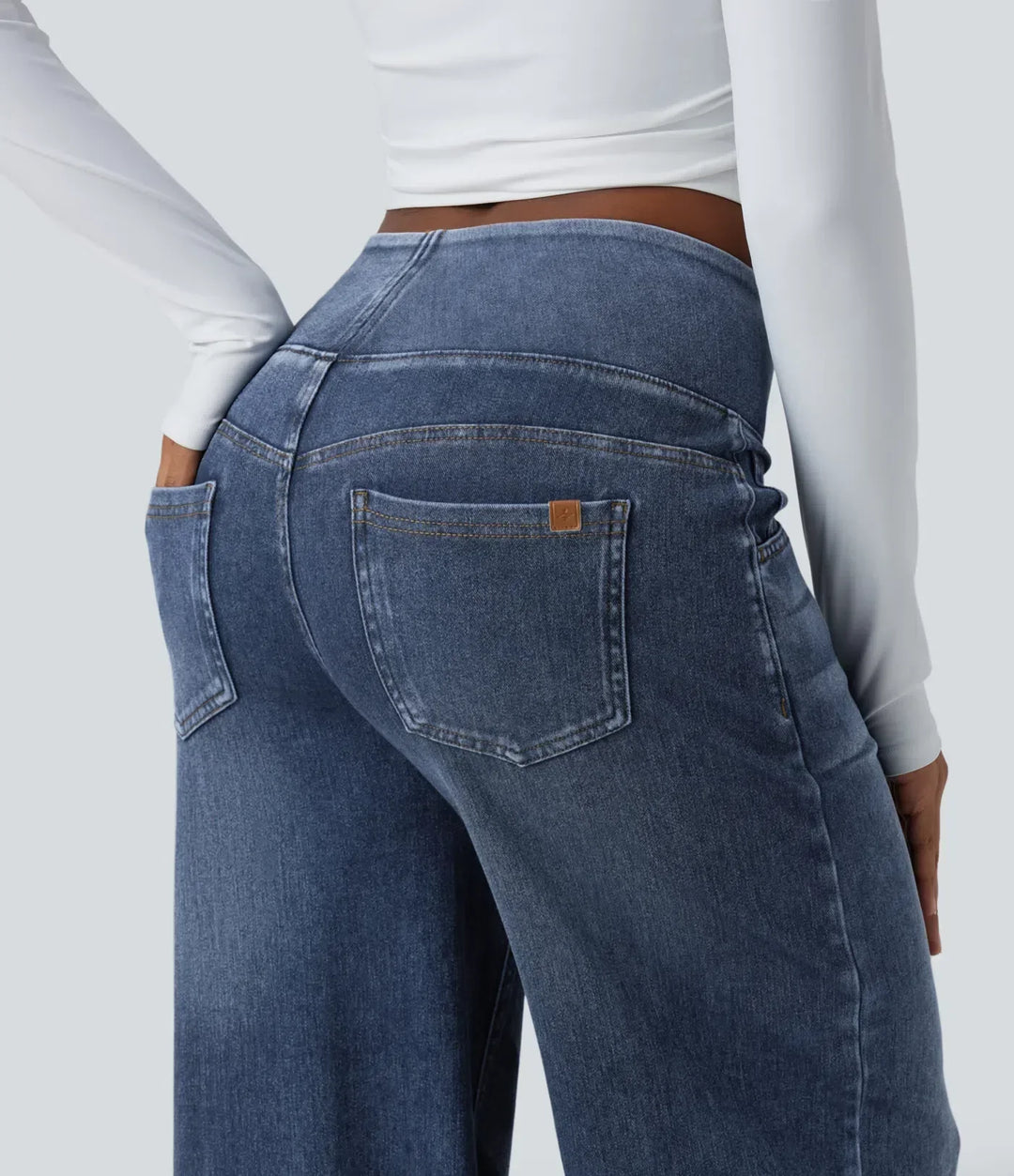 Wide Leg Jeans for Women Mid Rise Baggy Denim with Pockets