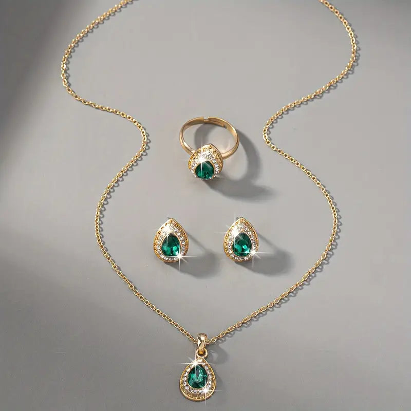 Gold Jewelry Set - Elegant Necklace and Earring Set