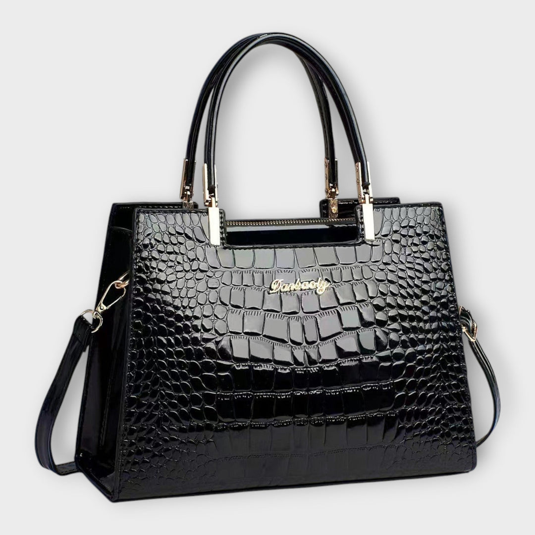 Crocodile Embossed Leather Handbag for Work and Everyday