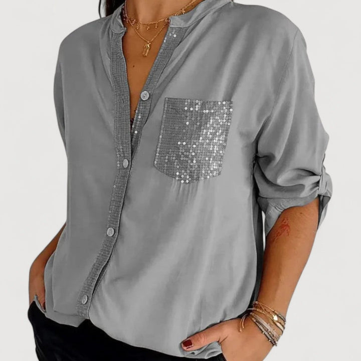 Sequin Detail Blouse for Women - Elegant Sparkle Top