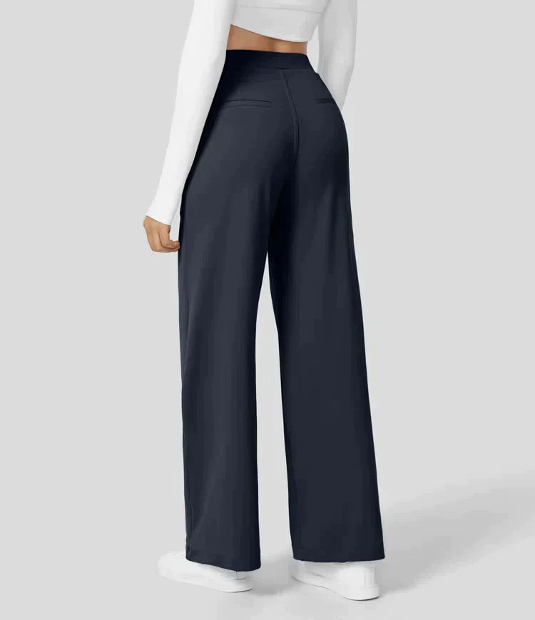 High Rise Stretch Trousers | Comfortable Straight Leg Pants