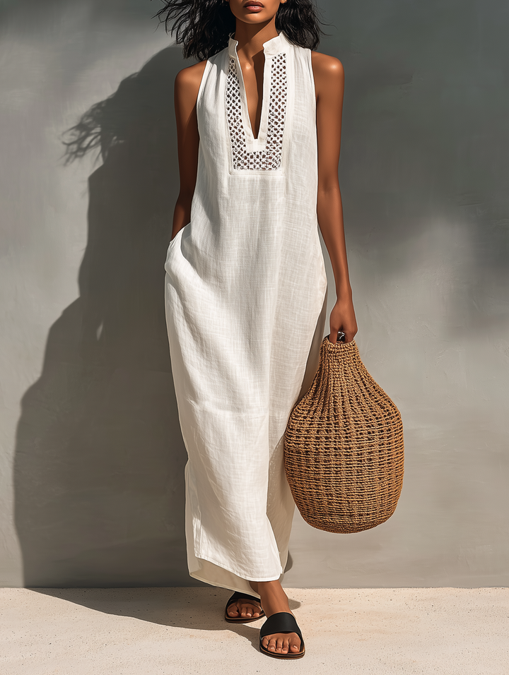 Sleeveless Maxi Dress with Cutout Neckline for Women