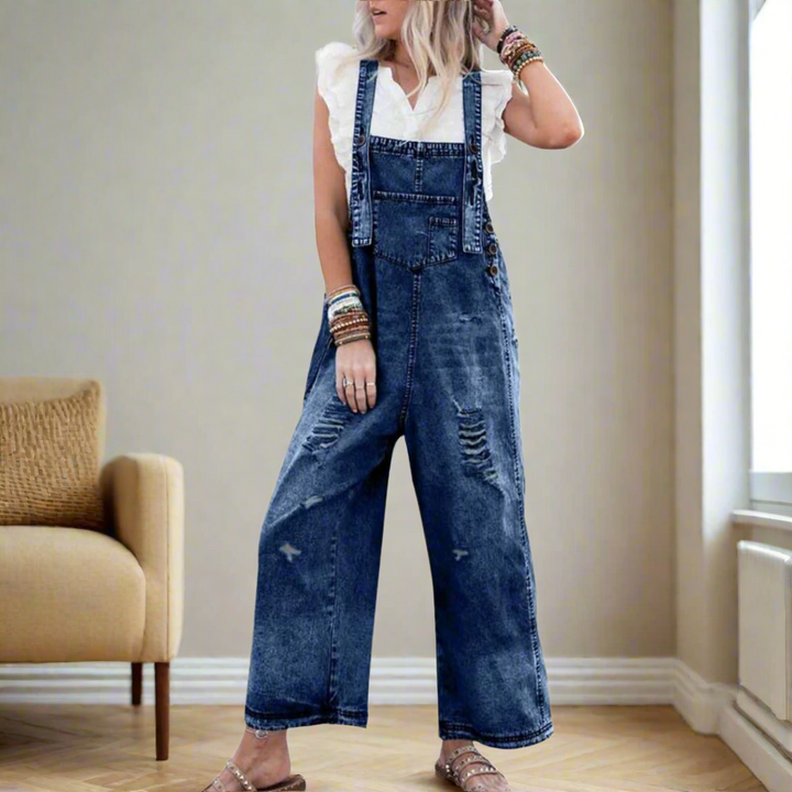 Vintage Wash Adjustable Jumpsuit for Women
