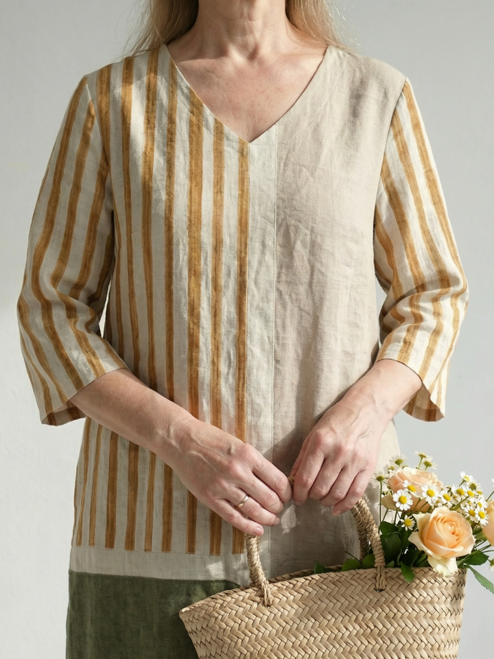 Soren | Light Mixed Stripe Midi Dress