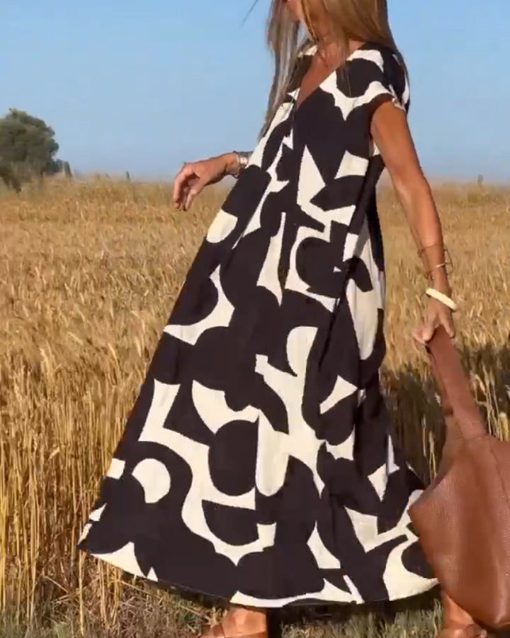 Relaxed Abstract Print Dress for Women | Comfortable Everyday Style