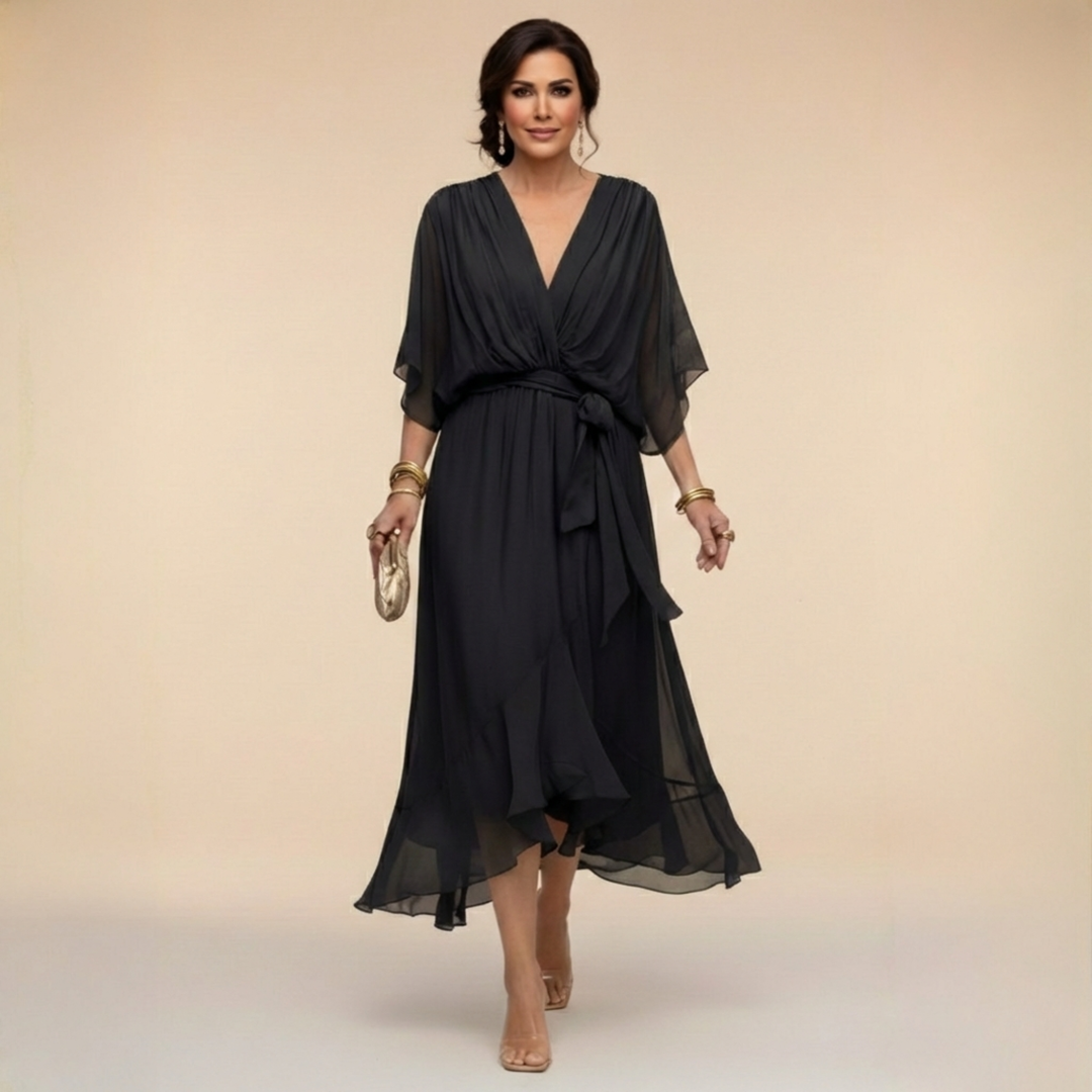 Chiffon V-Neck Maxi Dress for Women