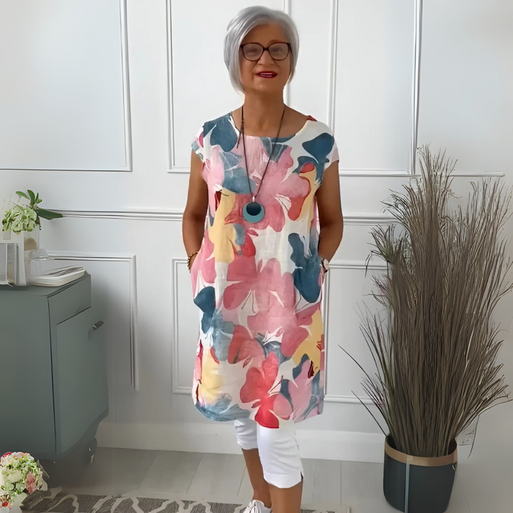 Butterfly Print Dress for Women - Relaxed Fit Summer Dress