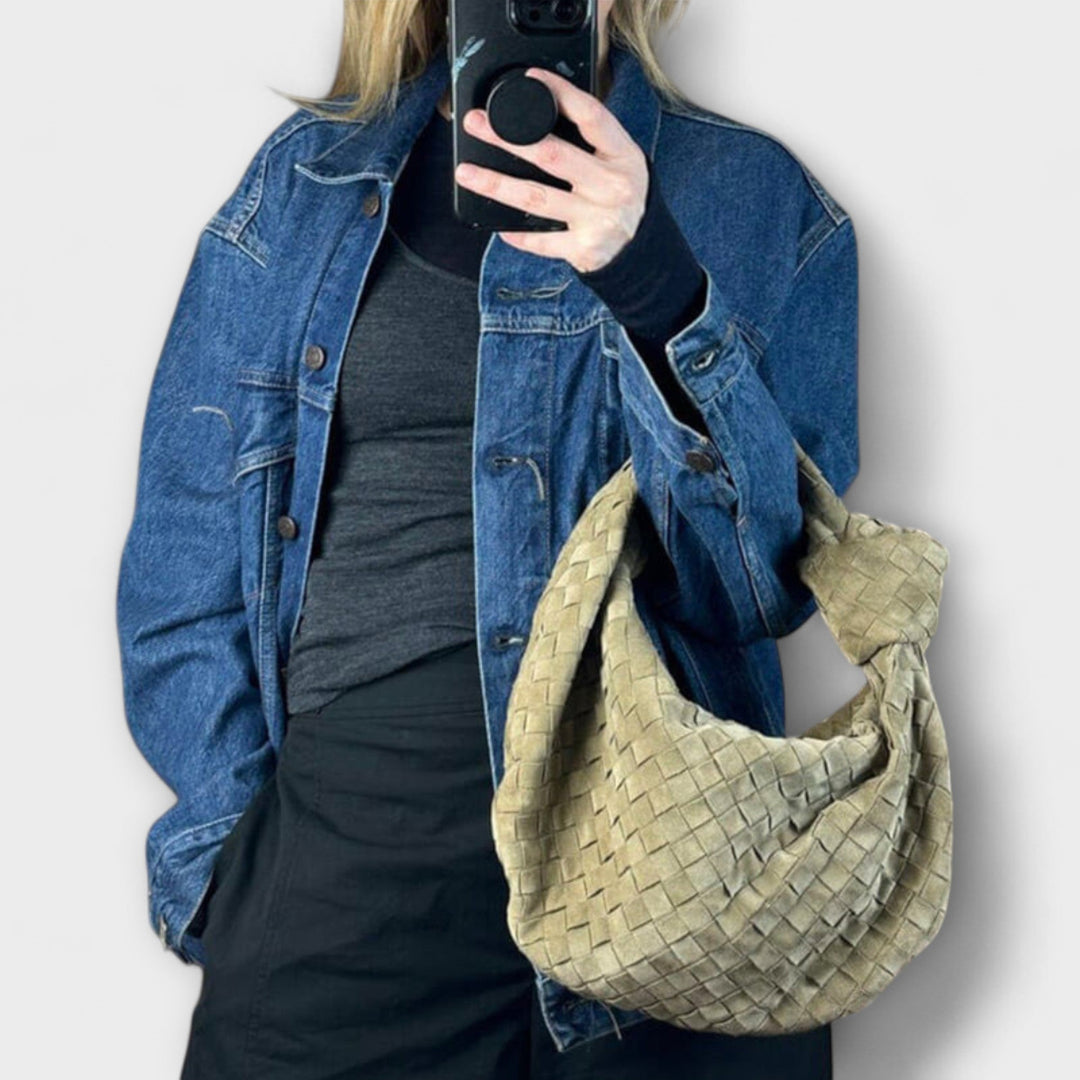 Large Woven Tote Bag for Women with Knot Detail