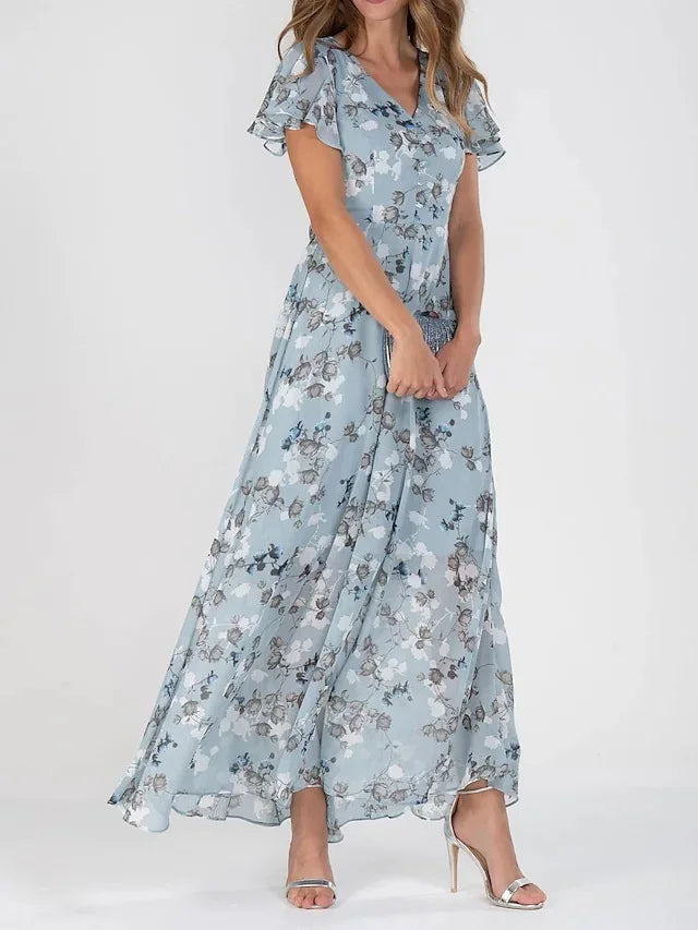Floral Maxi Dress for Women - Flowy Elegant Long Dress
