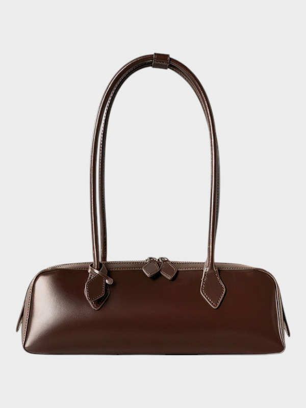 Leather Shoulder Bag for Women - Structured Cowhide Handbag