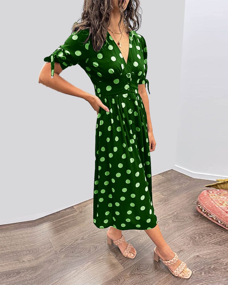 Polka Dot V-Neck Dress for Women - Timeless Everyday Style