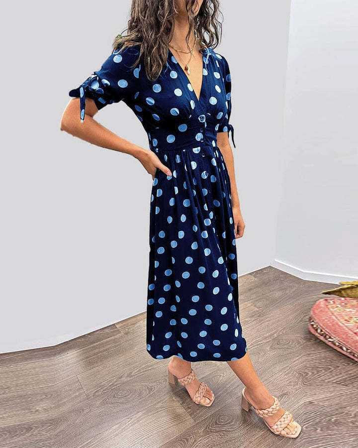 Polka Dot V-Neck Dress for Women - Timeless Everyday Style