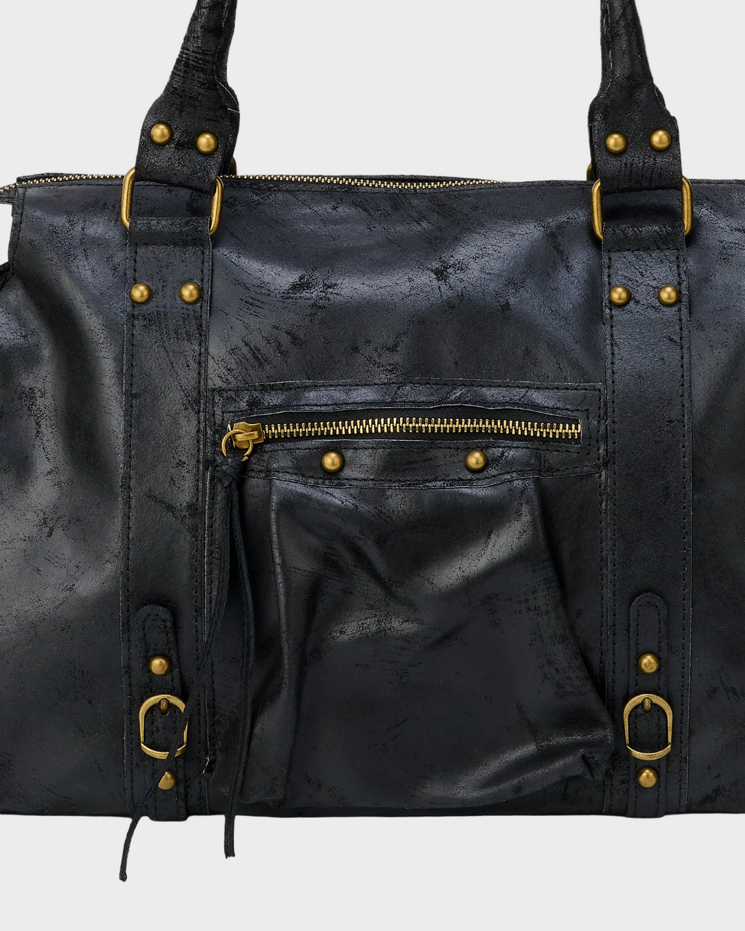Black Leather Tote Bag for Women - Laptop Work Bag
