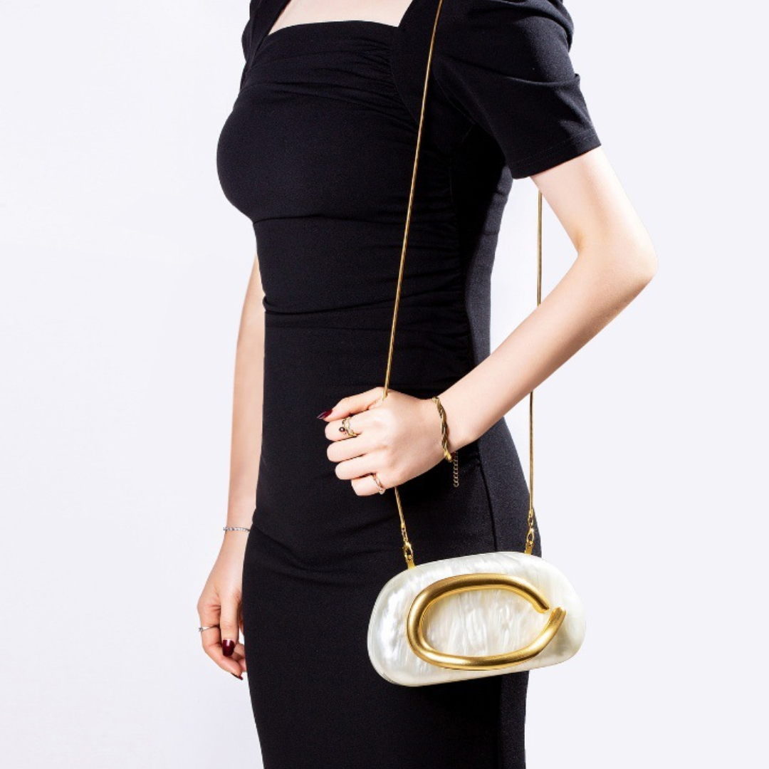 Seville Dusk Handbag | Sculptural Evening Bag with Golden Accents