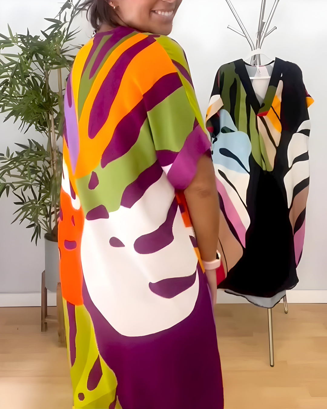 Abstract Print Dress for Women | Versatile Midi Dress