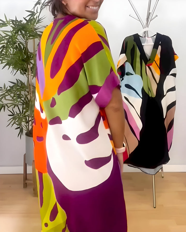 Abstract Print Dress for Women | Versatile Midi Dress
