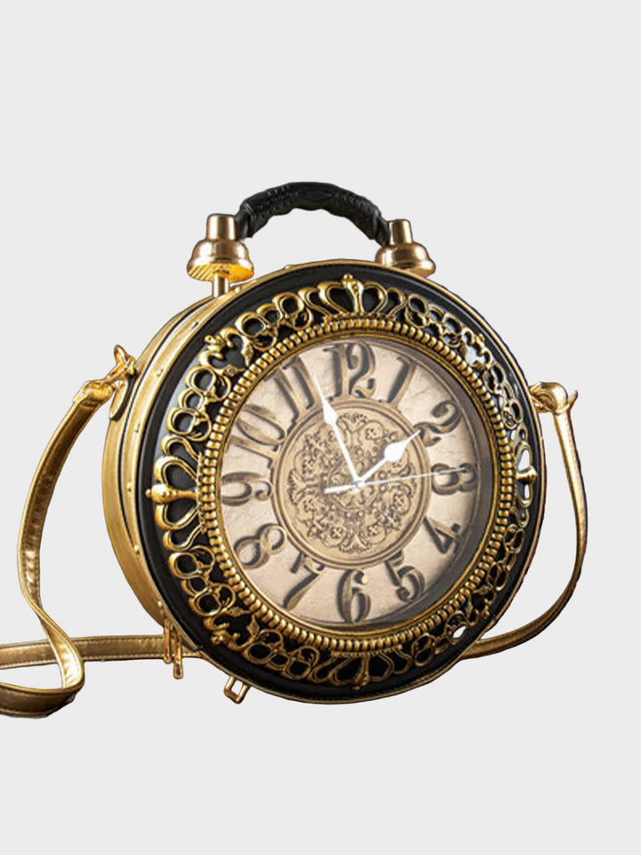 Vintage Pocket Watch Crossbody Bag with Working Clock