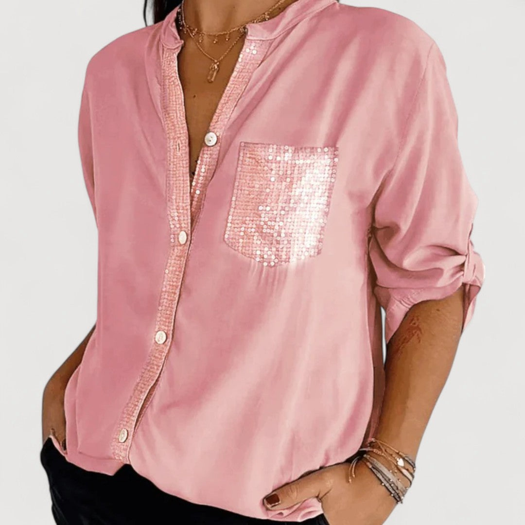 Sequin Detail Blouse for Women - Elegant Sparkle Top