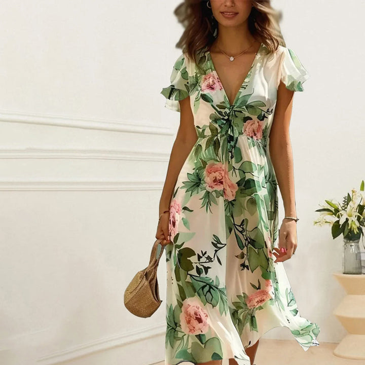 Floral Dress for Women - Elegant Spring Summer Midi Dress