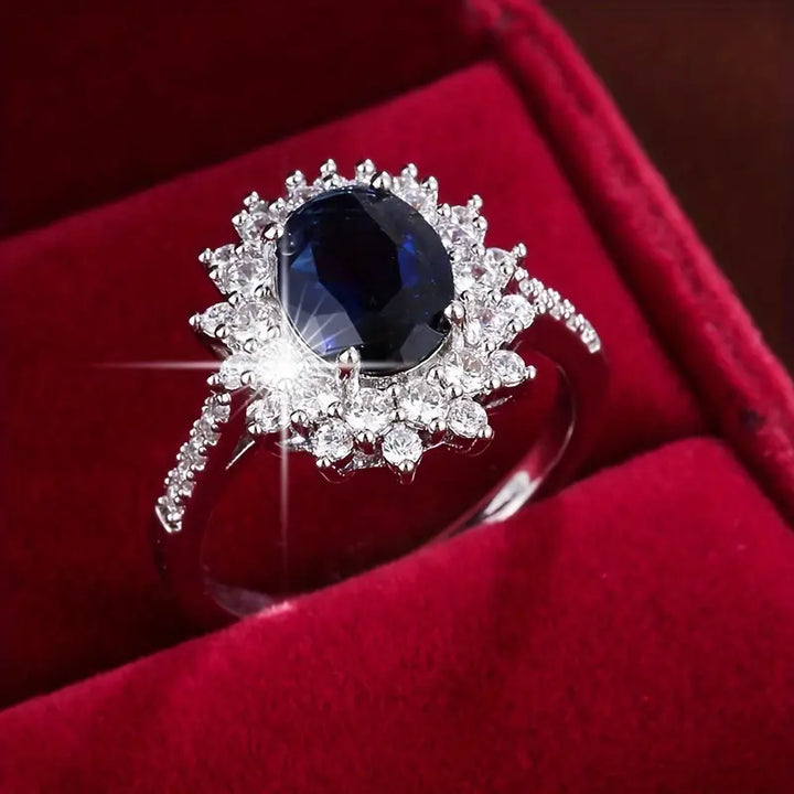 White Gold Statement Ring - Elegant Saphirae Design