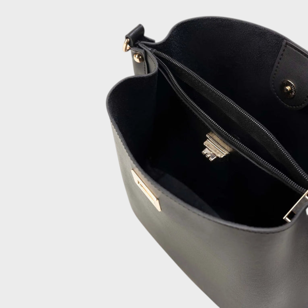 Black Bucket Bag with Adjustable Strap for Women