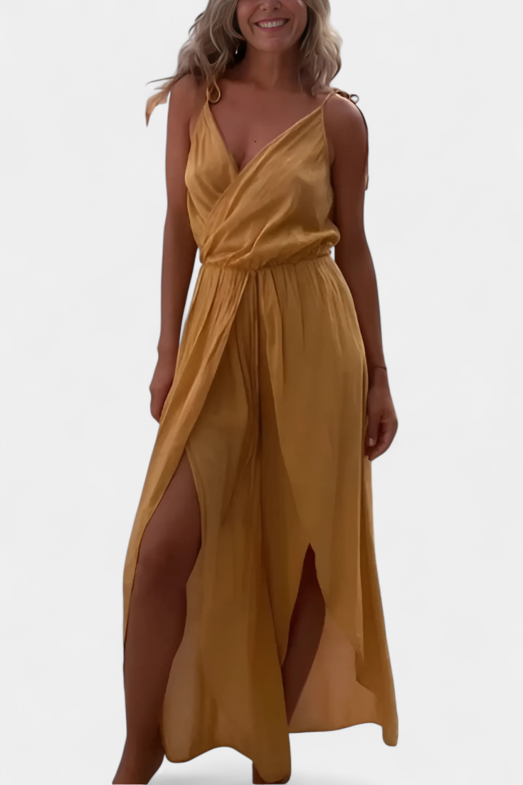 Cotton Jumpsuit Wide Leg Casual Summer Outfit with V-Neck