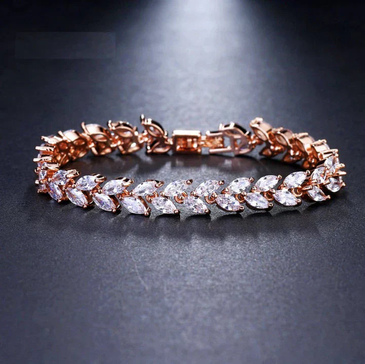 Rose Gold Bracelet | Delicate Leaf Design Everyday Jewelry
