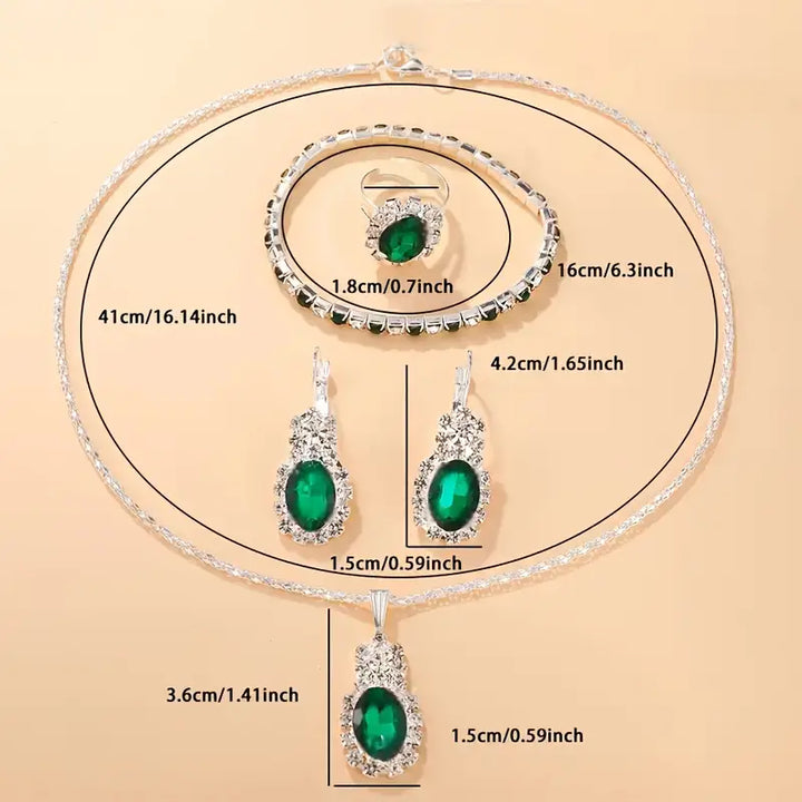 White Gold Jewelry Set - Elegant Necklace and Earrings