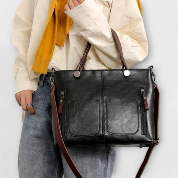 Leather Tote Bag for Work and Travel - Spacious Elegant Design
