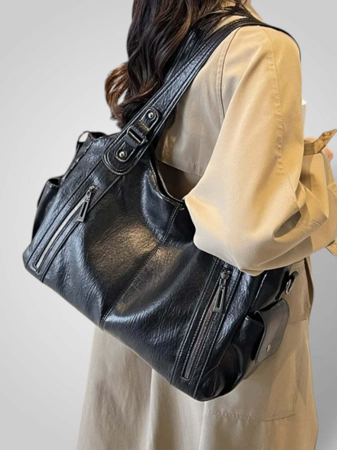 Vegan Leather Shoulder Bag - Spacious Everyday Handbag