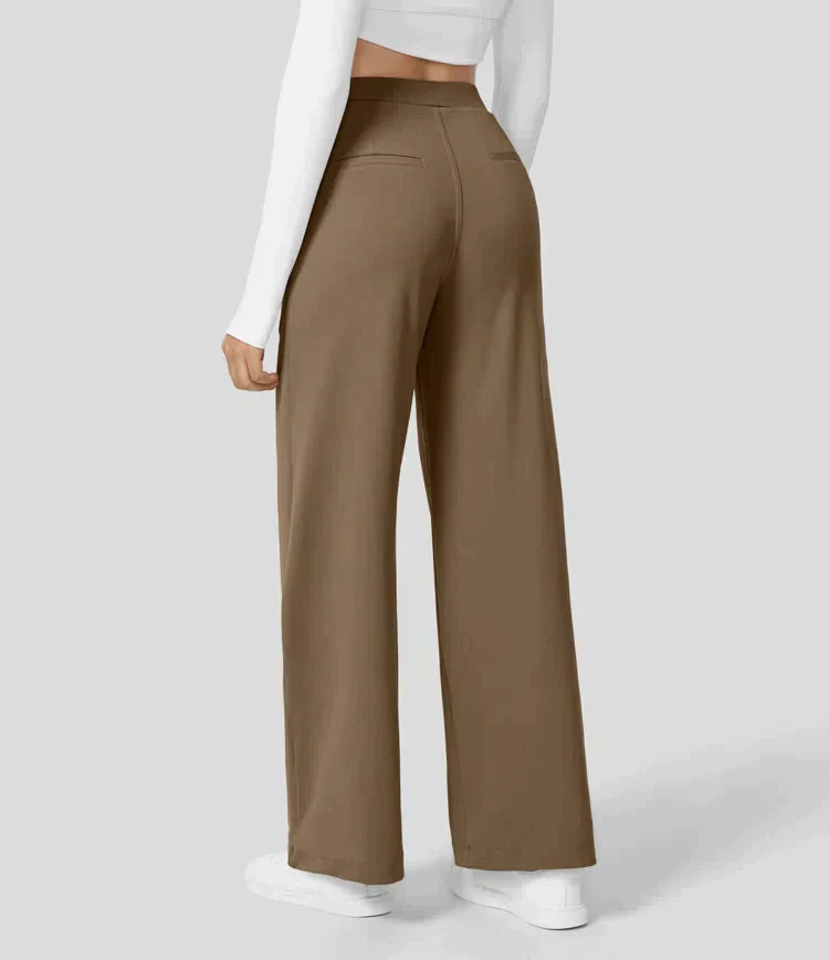 High Rise Stretch Trousers | Comfortable Straight Leg Pants
