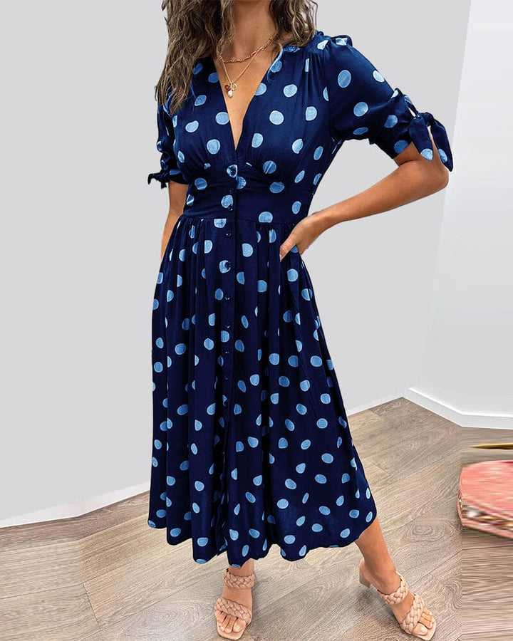 Polka Dot V-Neck Dress for Women - Timeless Everyday Style