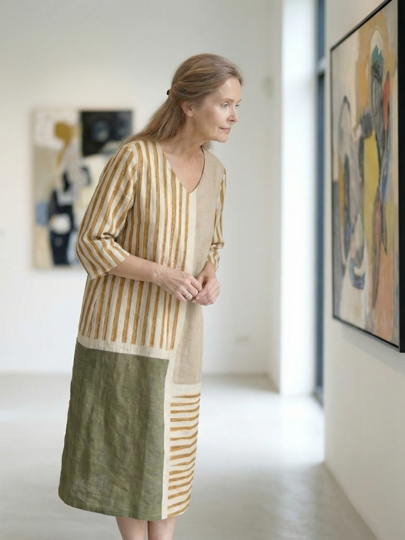 Soren | Light Mixed Stripe Midi Dress