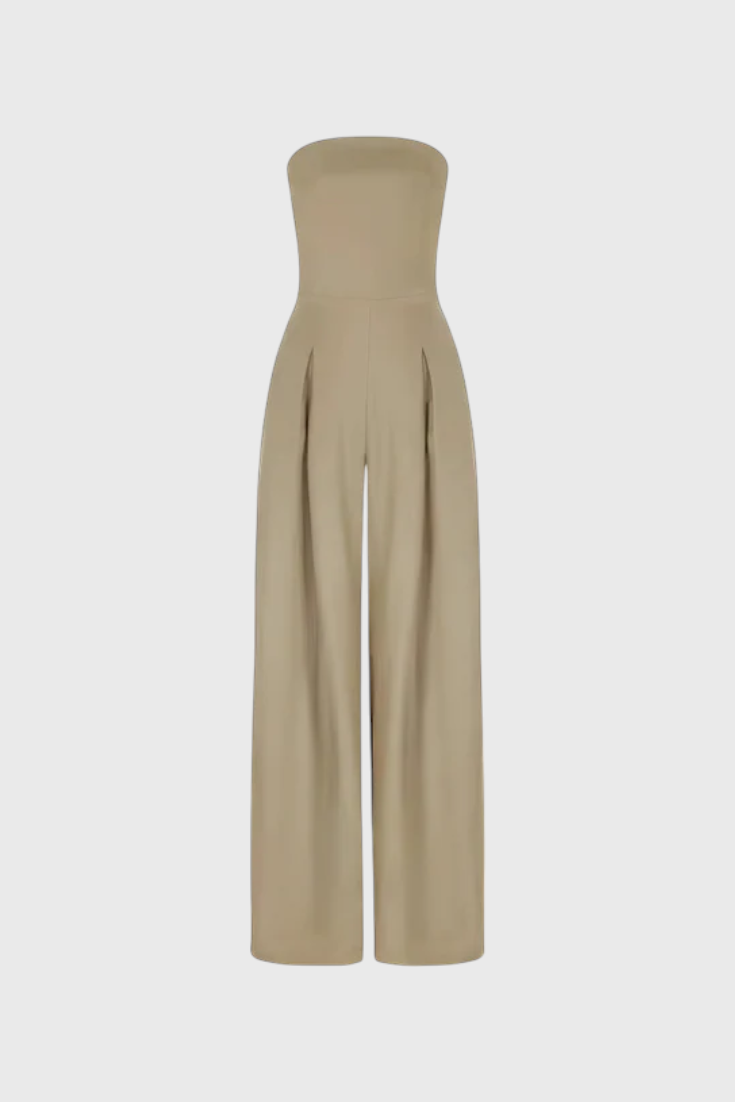 Wide Leg Jumpsuit Sleeveless - Elegant Structured Neckline