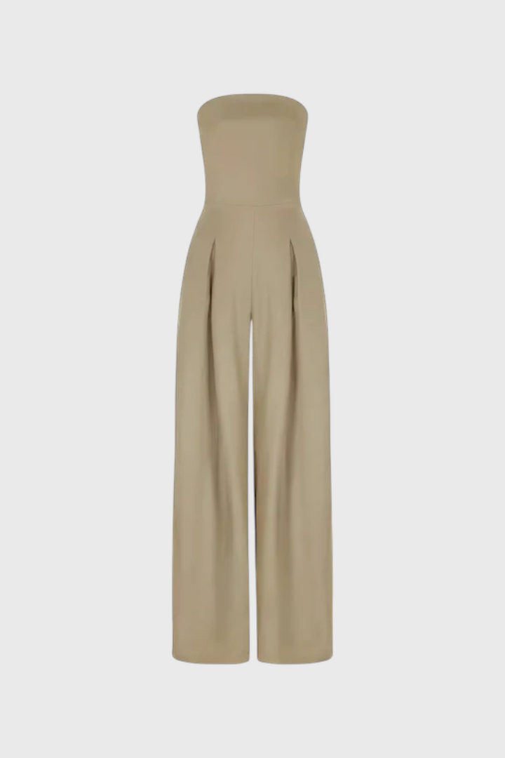Wide Leg Jumpsuit Sleeveless - Elegant Structured Neckline