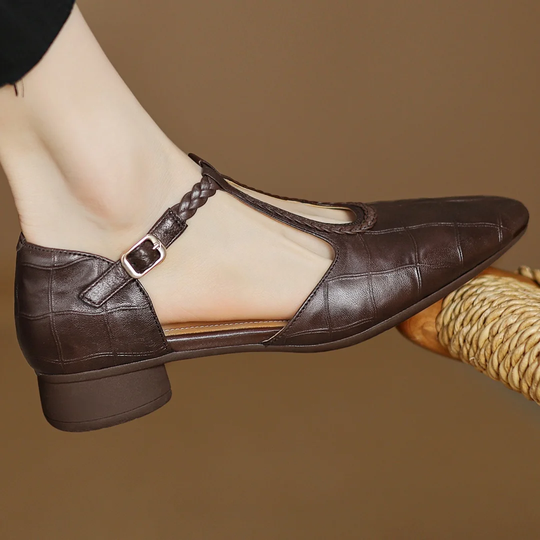 Leather Mary Jane Flats | Classic Ankle Strap Shoes