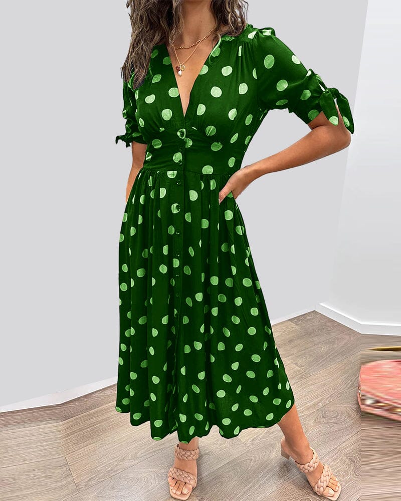 Polka Dot V-Neck Dress for Women - Timeless Everyday Style