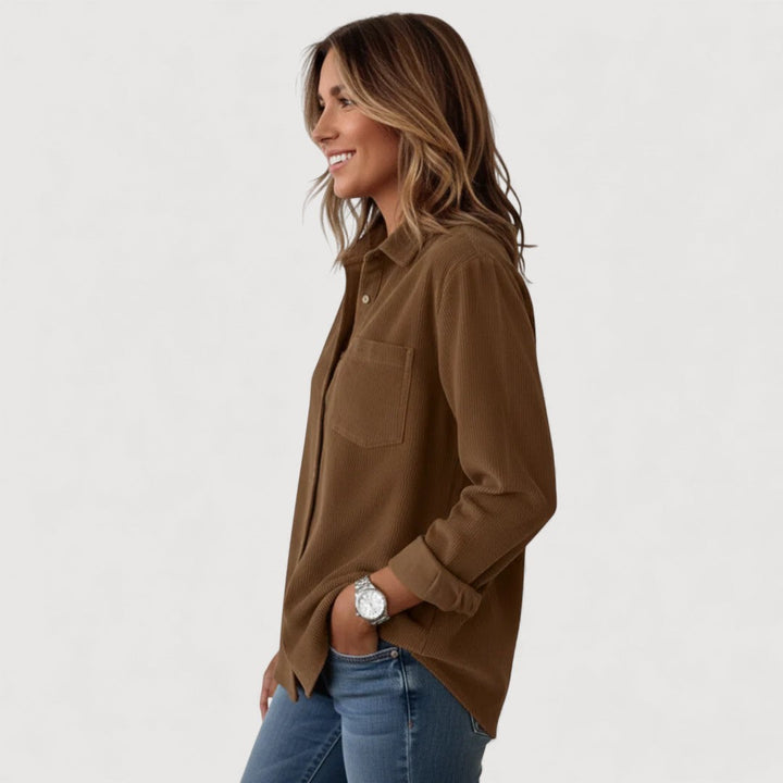 Corduroy Button Down Shirt for Women - Classic Relaxed Fit