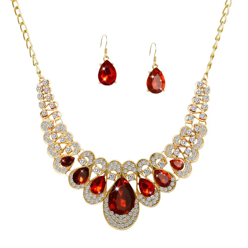 Gold Jewelry Set - Elegant Necklace Earring Bracelet Collection