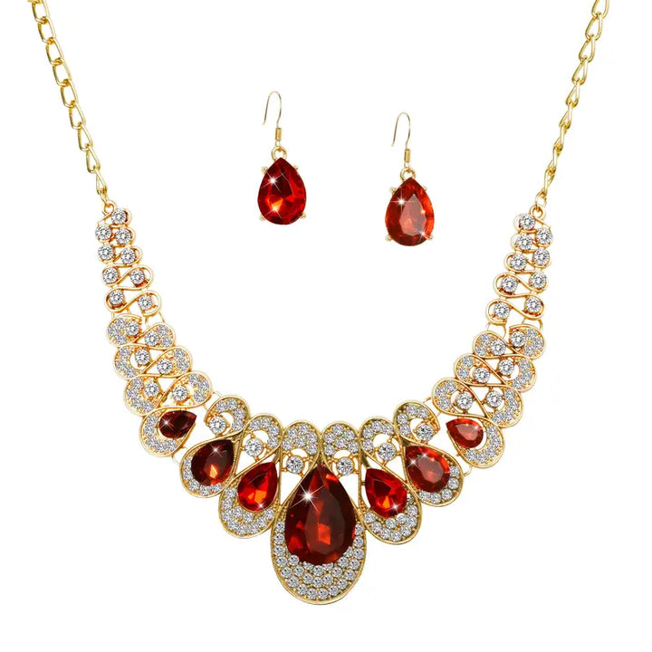 Gold Jewelry Set - Elegant Necklace Earring Bracelet Collection