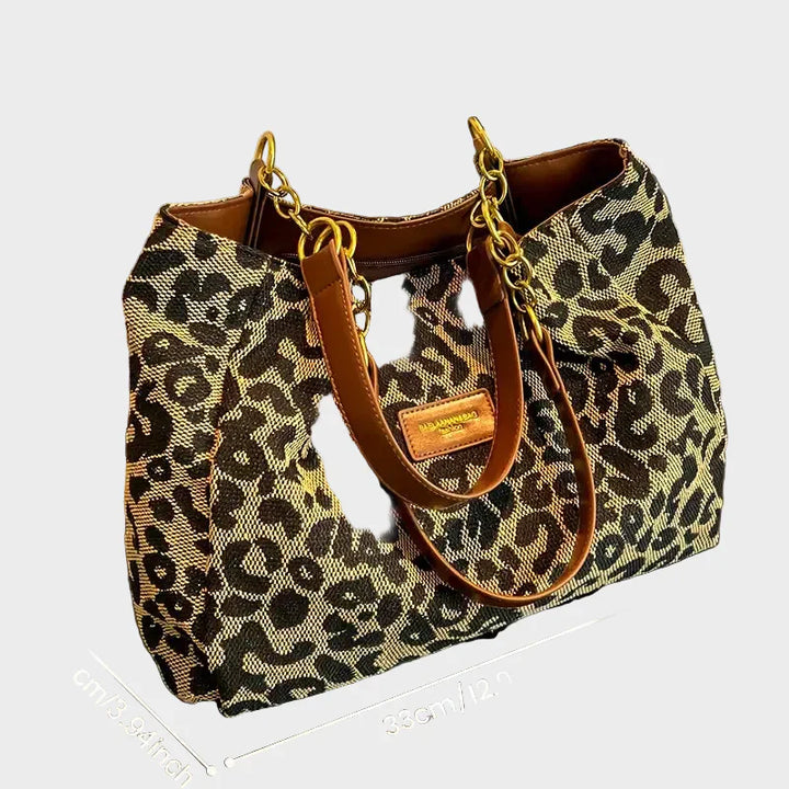 Leopard Print Tote Bag With Chain Straps For Women