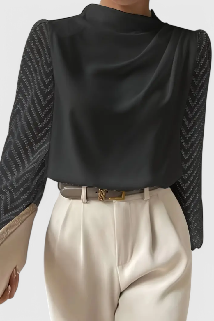 Sheer Sleeve Blouse for Women - Elegant Fluid Silhouette