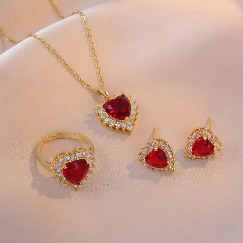 Gold Jewelry Set - Classic Necklace and Earring Set for Women