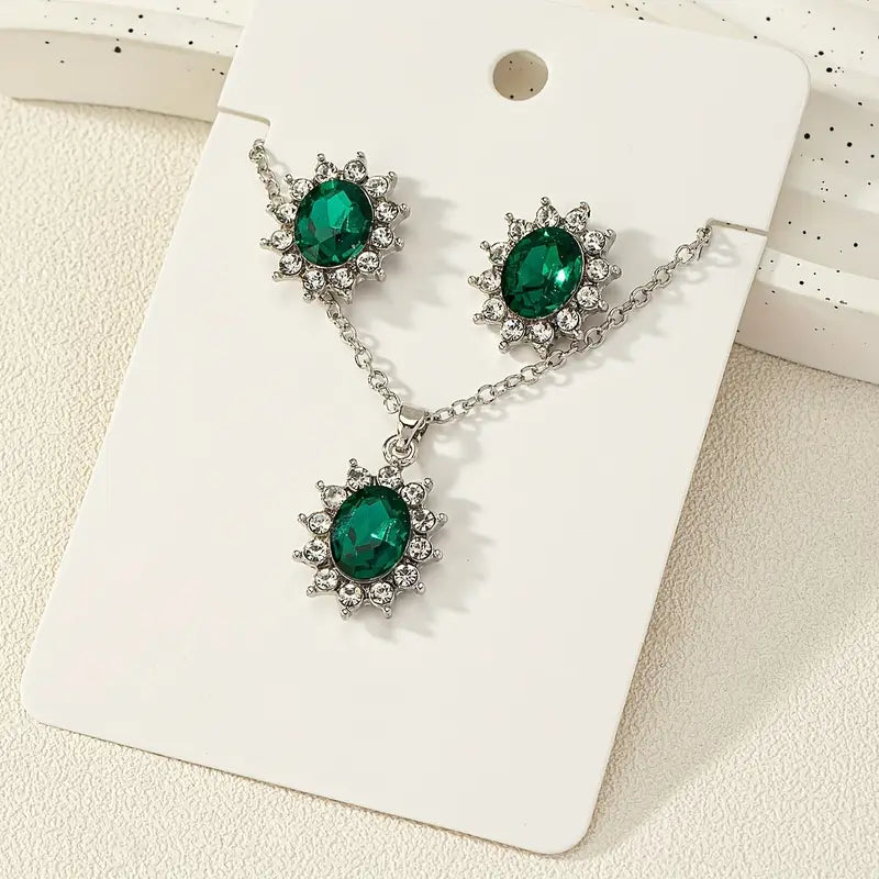 White Gold Jewelry Set | Elegant Necklace Earring Bracelet Set