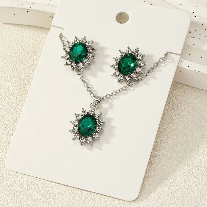 White Gold Jewelry Set | Elegant Necklace Earring Bracelet Set