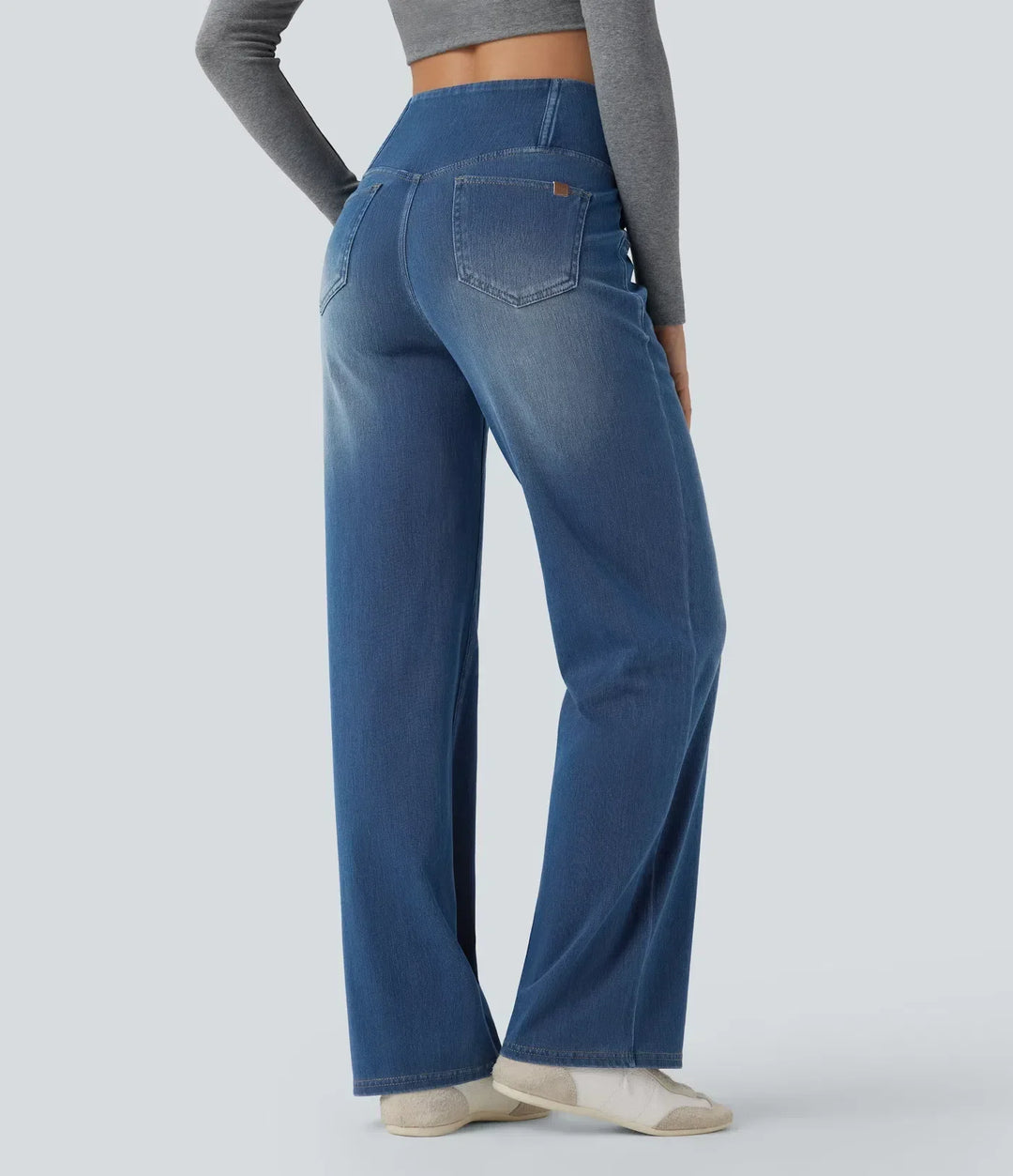 High Waisted Tummy Control Jeans for Women Straight Leg with Pockets