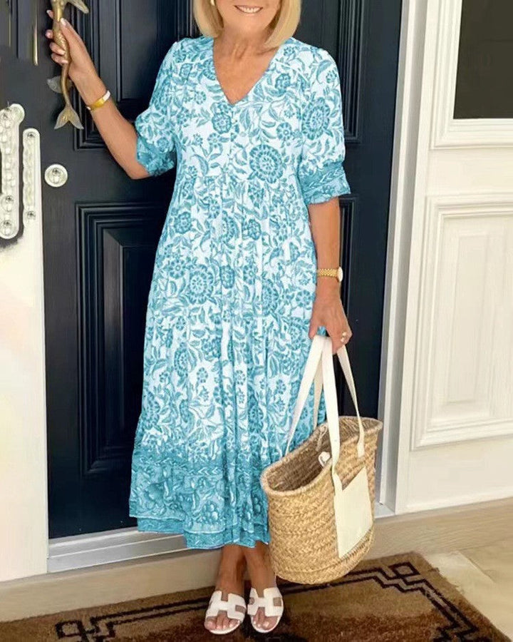 Floral V-Neck Maxi Dress for Women | Elegant Spring Style