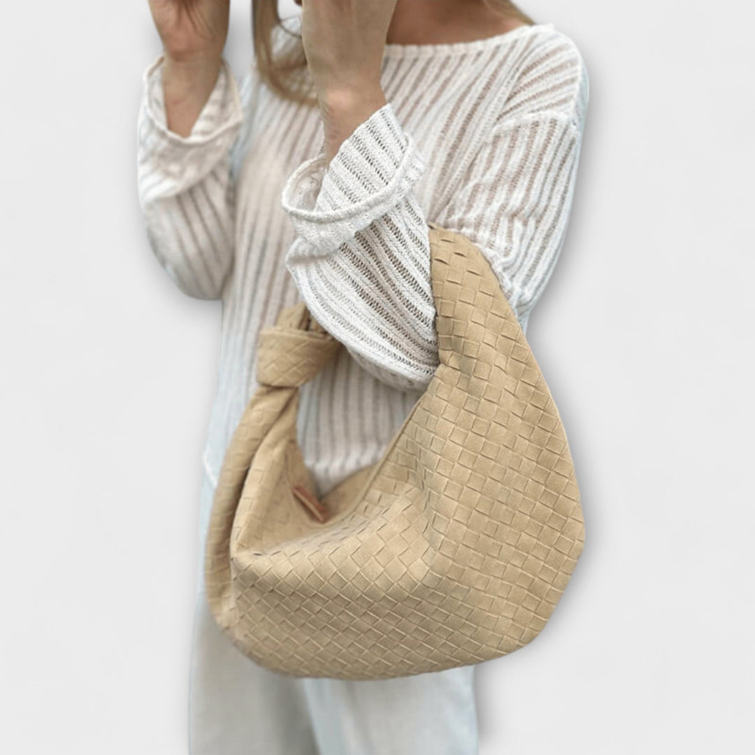 Large Woven Tote Bag for Women with Knot Detail