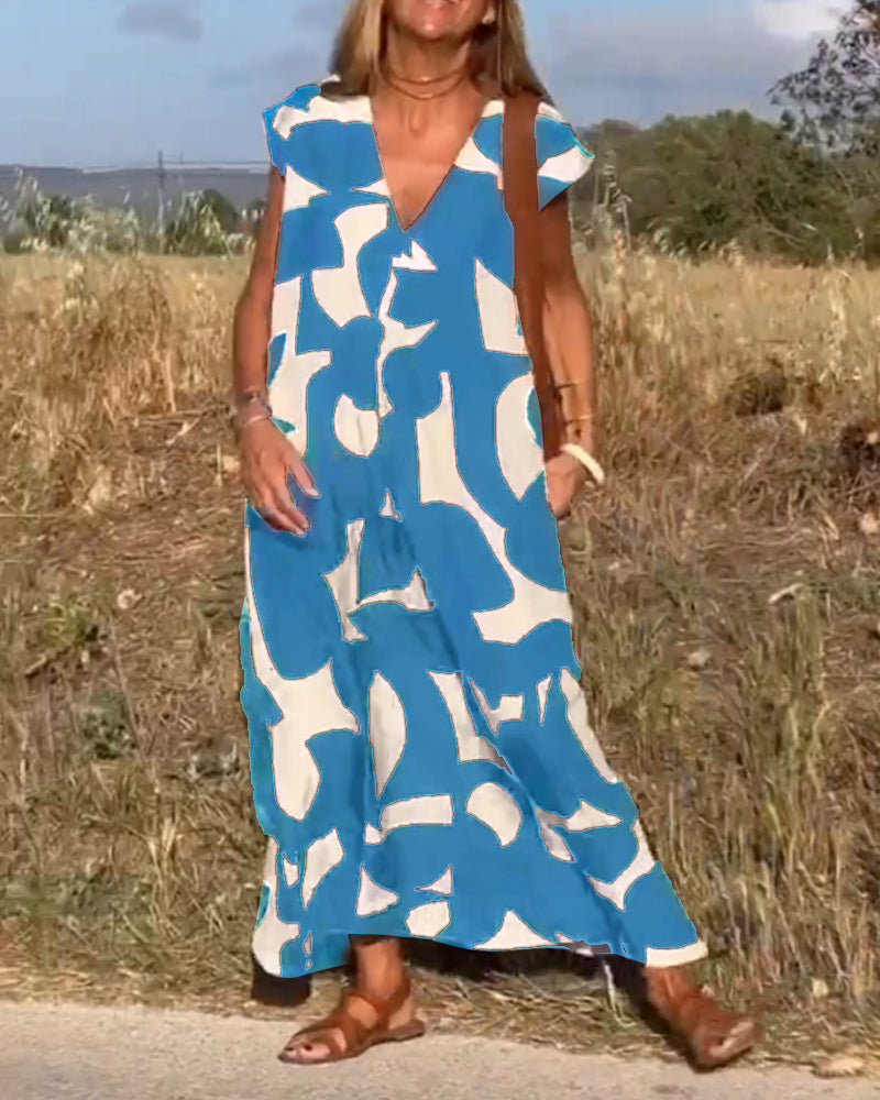 Relaxed Abstract Print Dress for Women | Comfortable Everyday Style